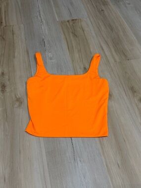 Neon Orange Square Neck Tank Top